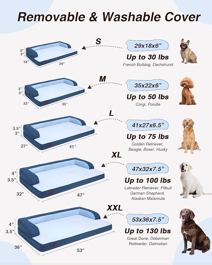 KSIIA Washable Dog Bed XXXL Senior Dog, Orthopedic Warm Soft Pet Sofa - Image 7
