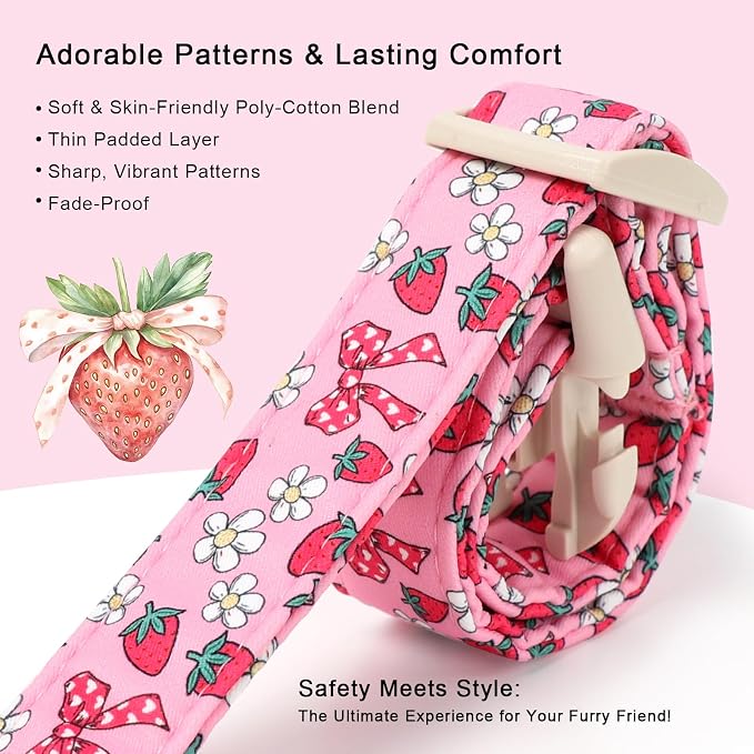 Strawberry Bow Dog Collar for Small Dogs - Image 4