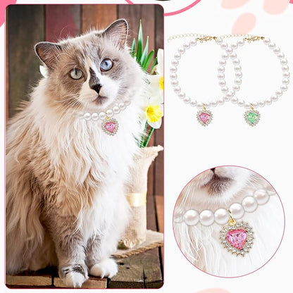 2PCS Kitten Collars Pearl Cat Dog Collar - Image 7