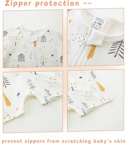 Unisex Summer Trendy 2-Pack Rompers Short Sleeve Zipped Bodysuit Infant Cotton - Image 4