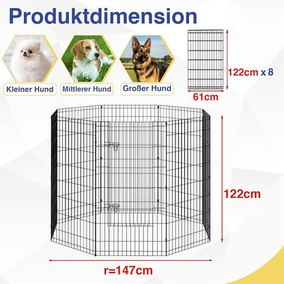 FDW 48 Inch Dog Pen 8 Panel Dog Playpen Indoor Outdoor Metal Puppy Pet Fence - Image 3