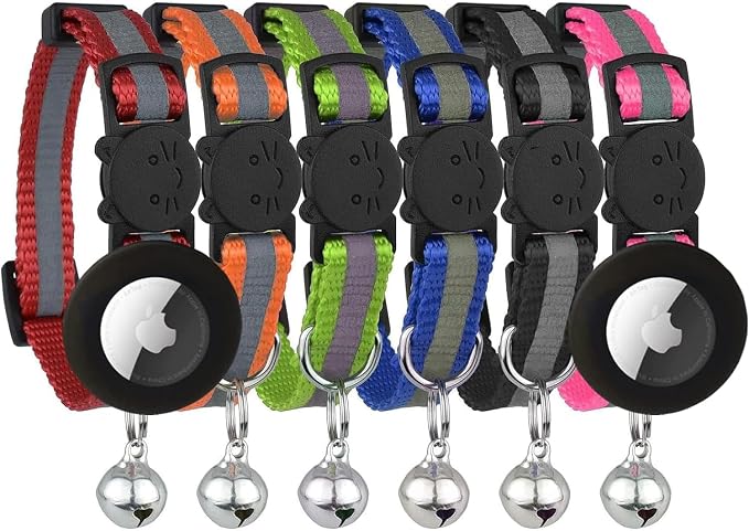 Reflective Cat Collar with AirTag Holders, with Bells, Solid & Safe Collars - Image 9