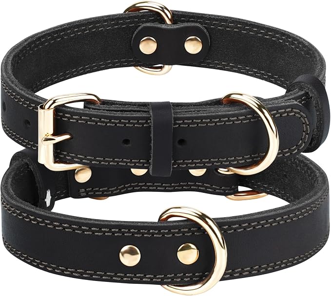 Joytale Leather Dog Collar for Small Dogs, Genuine Solid Sturdy Leather for by Joytale