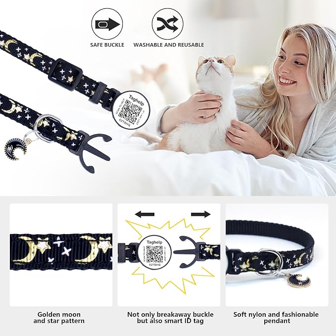 Stars and Moon AirTag Cat Collar - Image 2