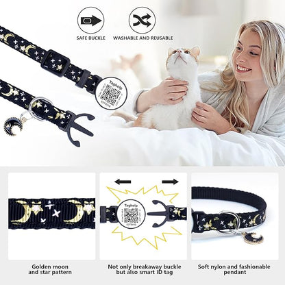 Stars and Moon AirTag Cat Collar - Image 2