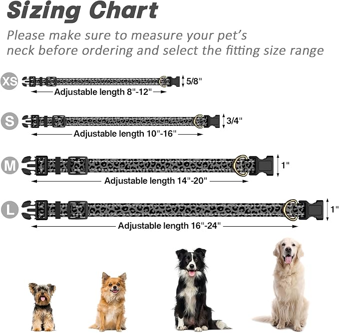 Reflective Dog Collar for Extra Small Dogs Cats, Cute Leopard Style Adjustable - Image 7