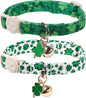 Cat Collar, Spring Green Shamrock Cat Collar by UPURARAPUP