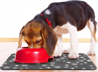 Dog Food Mat, Absorbent Water Bowl Mats Cat Pet Feeding Placemats Dark Gray 24 - Image 6