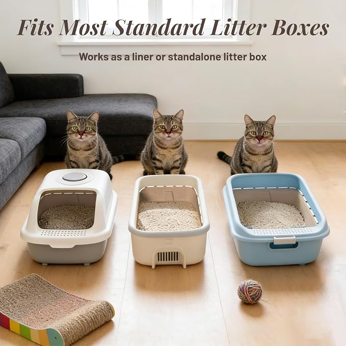 6 Pack Disposable Cat Litter Boxes, Durable Leak-Proof Cardboard Kitty Litter - Image 7