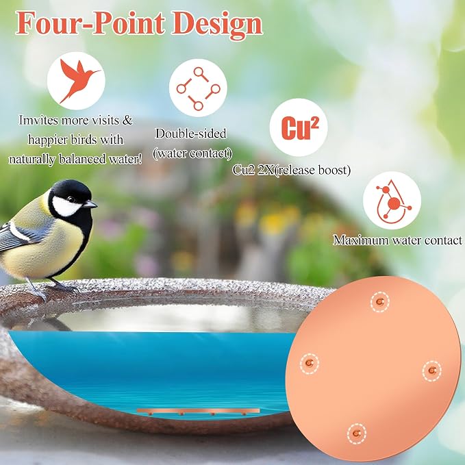 Bird Bath Copper Disk, Premium 99.99% Pure Copper, Less Cleaning Frequency - Image 3