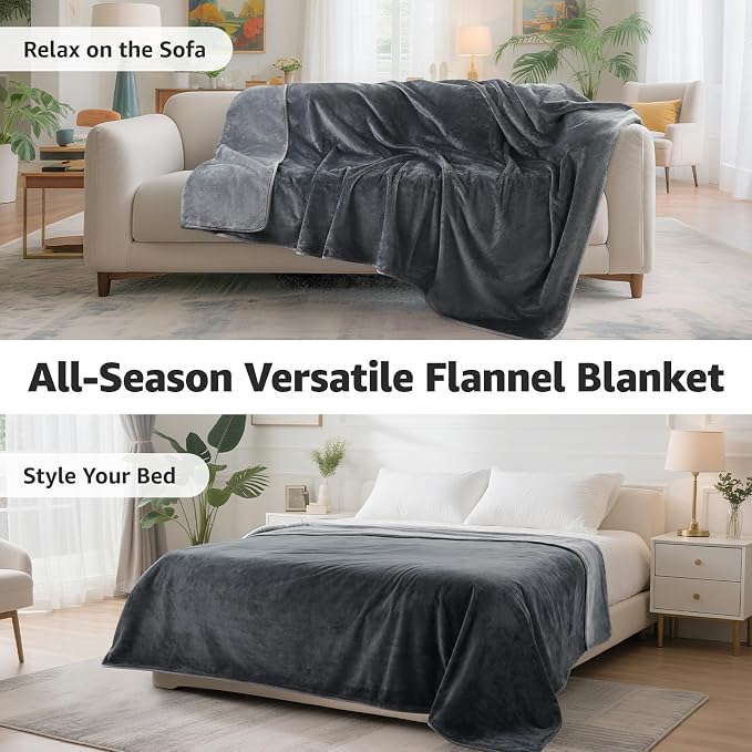 LOOBANI Waterproof Blanket for Bed: Reversible Soft Flannel Queen Bed Blanket - Image 8