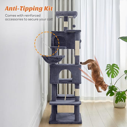 DUMOS Large 66 Inch Cat Tree Tower, Tall Multi Level Cat Climbing Tower - Image 6