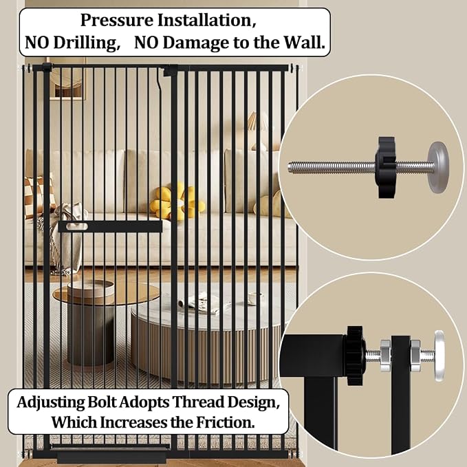 WAOWAO 71" Extra Tall Cat Pet Gate 29.92-61.42" Wide Pressure Mounted Walk - Image 6