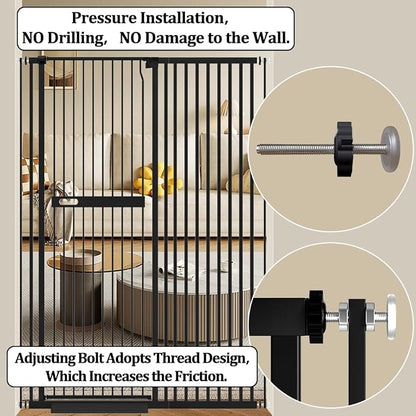WAOWAO 71" Extra Tall Cat Pet Gate 29.92-45.66" Wide Pressure Mounted Walk - Image 7