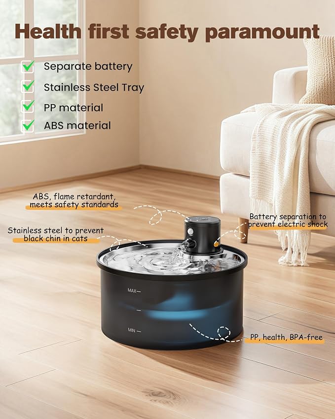 Battery Operated Cat Water Fountain: Wireless Pet Fountain - 108oz/3.2L - Image 9