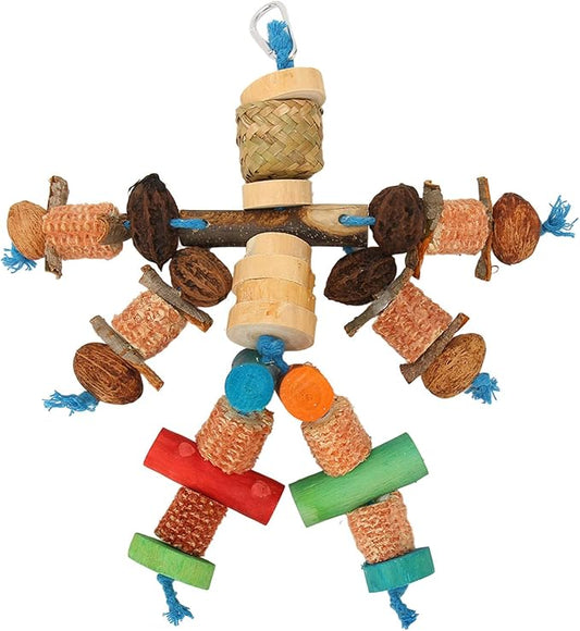 Parrot Chew Toy, Corn Cob and Nut, Non Edible Coloring, Beak Health, Foraging by Gavigain