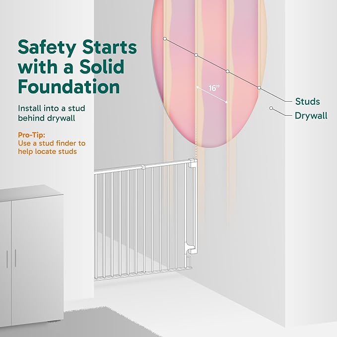 Cumbor 34" Extra Tall No Bottom Bar Baby Gate - Image 5