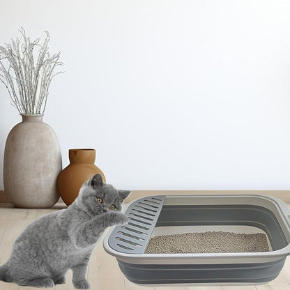 Senior Cat Litter Boxes, Collapsible Open Low Entry Cat Litter Pan - Image 6