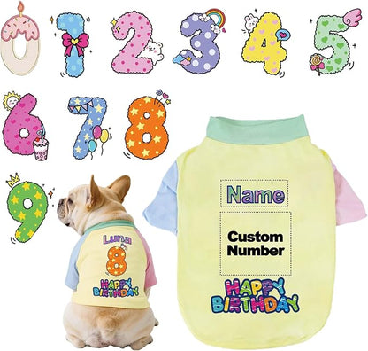 Custom Dog Birthday Shirt, Personalized Pet Apparel Print by Unknown