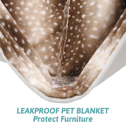 Waterproof Pet Blanket, Christmas Faux Fur Deer Print Blanket, Woman Sofa Bed - Image 3
