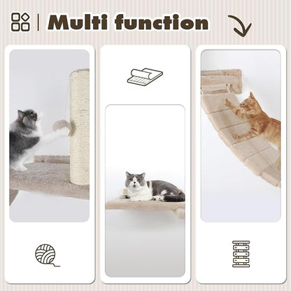 Cat Wall Shelves Climber Systems, Bridge Ladder, Wooden Platform and Hanging - Image 6