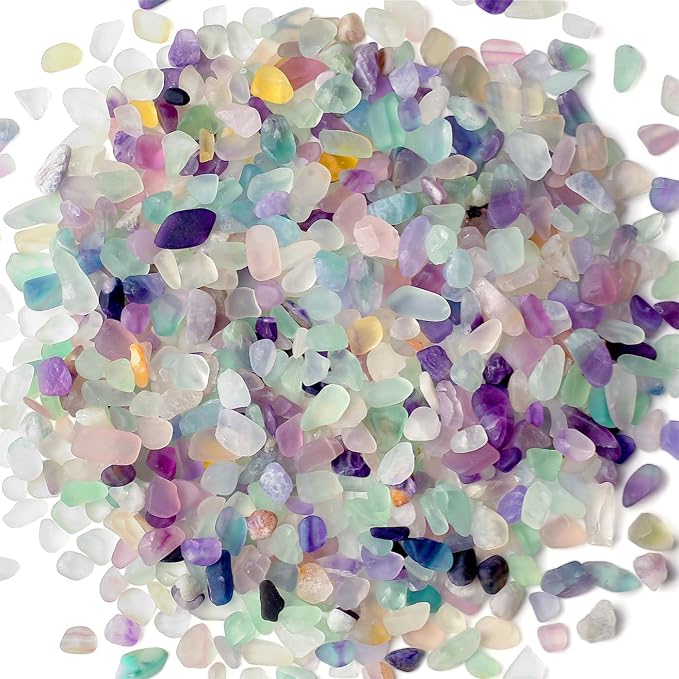 1lb Fluorite Aquarium Gravel Rocks Natural Tumbled Healing Crystal Chips Bulk by YATOJUZI