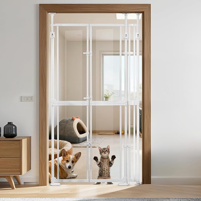 74.80-98.43'' Extra Tall Cat Gate, Adjustable 33.86” and 35.80" Wide, by NiceTCU