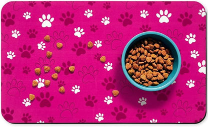 Dog Food Mat, Absorbent Water Bowl Mats Cat Pet Feeding Placemats Pink 12 * 20 by Zoeeya