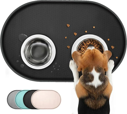 Dog Food Mat, 1/2 Inch Raised Edges Cat Feeding Mat by Conlun