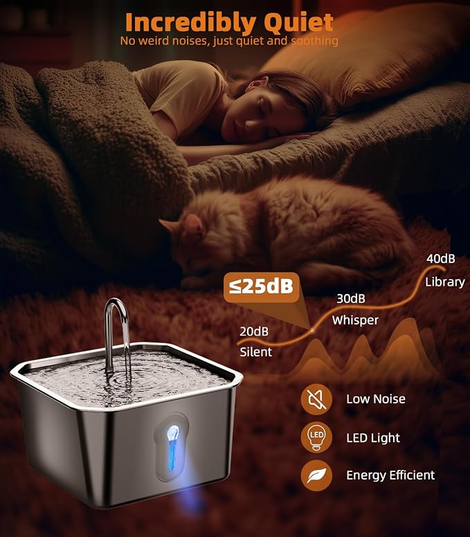 4L/135oz Large Cat Water Fountain Stainless Steel - Image 4