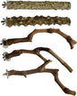 Allazone 5 PCS Natural Wooden Parrot Stand Bird Perch Stand Grape Stick Hanging by Allazone