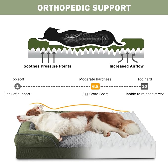 INVENHO Orthopedic Dog Bed for Extra Large Dogs, XXL Egg-Crate Foam Dog Couch - Image 2