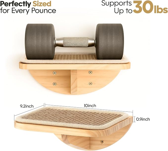 Wood Cat Wall Shelves with Sisal Cats Window Perch, Wall Mounted 4-Piece Cat - Image 7