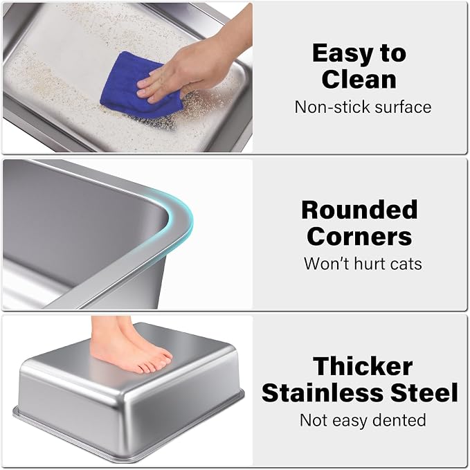 Stainless Steel Litter Box, Medium Metal Litter Box - Image 3