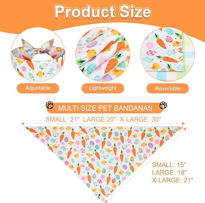 Easter Dog Bandana XLarge 2PCS, Colorful Scarf - Image 3