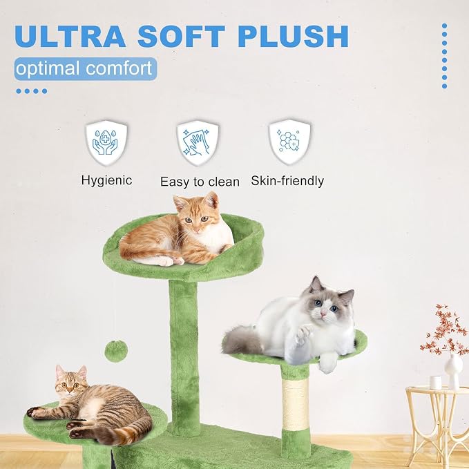 FDW | 70" Cat Tree Tower | Green | Multi-Level Indoor Activity Center - Image 2