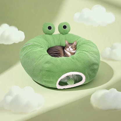 Cat Tunnel Bed for Indoor Cats, Peekaboo Cat Cave Bed, Soft Cat Donut Tunnel - Image 5