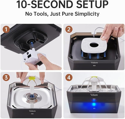 Veken Award-Winning Small Pet-Friendly Cat Water Fountain - Image 6