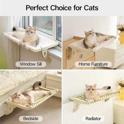 MEWOOFUN Window Sill Perch for Indoor Cats, One-Step Sliding Clamping Slot - Image 3