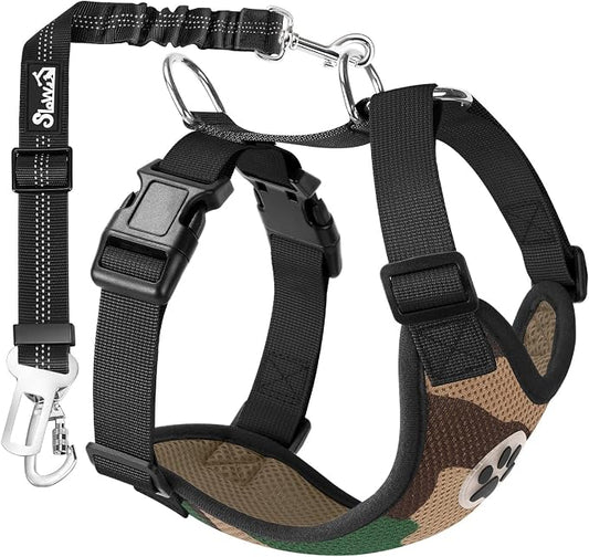 SlowTon Dog Seat Belt Harness for Car, Dog Car Harness Adjustable Mesh by SlowTon