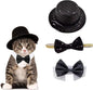 Christmas Pet Party Jazz Hat and Blingbling Bow Tie Breakaway Collar Set by Arogheiz