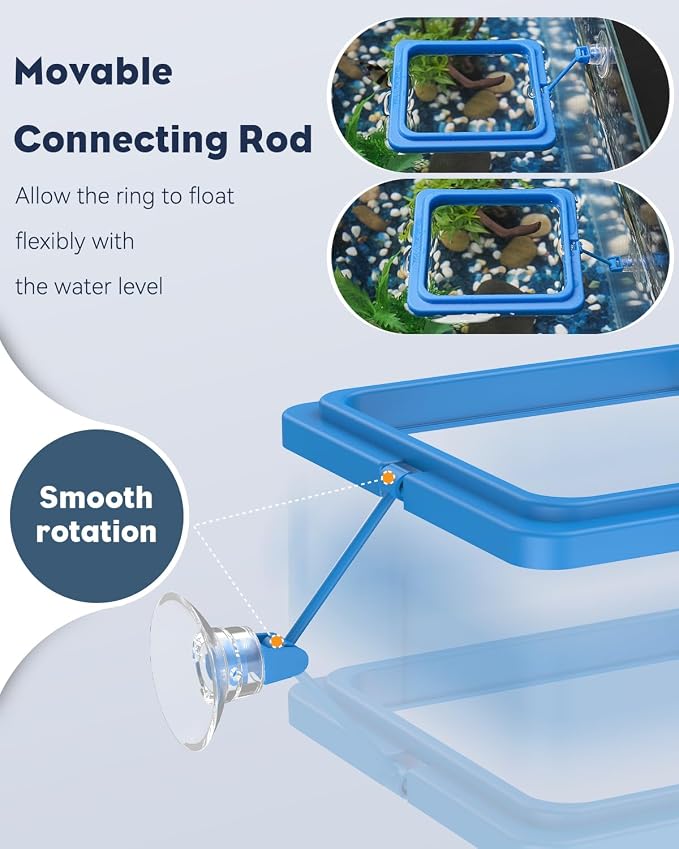 Pawfly 2 Pcs Fish Feeding Ring for Aquarium – Round and Square Floating Food - Image 5