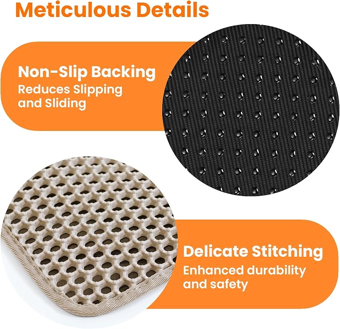 Small Cat Litter Mat, 20x14’’ Double Layer Honeycomb Cat Litter Box Mat - Image 7