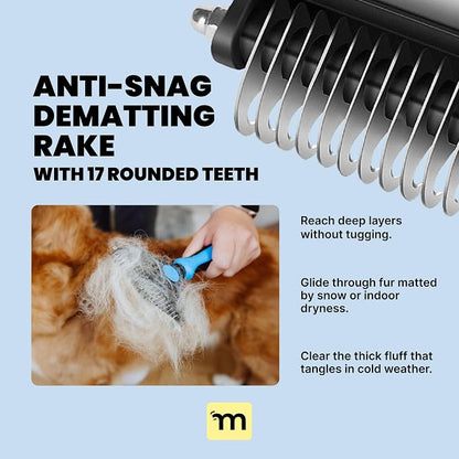 MalsiPree Dog Brush for Shedding - 2 in 1 Undercoat Rake Deshedding Tool for - Image 3