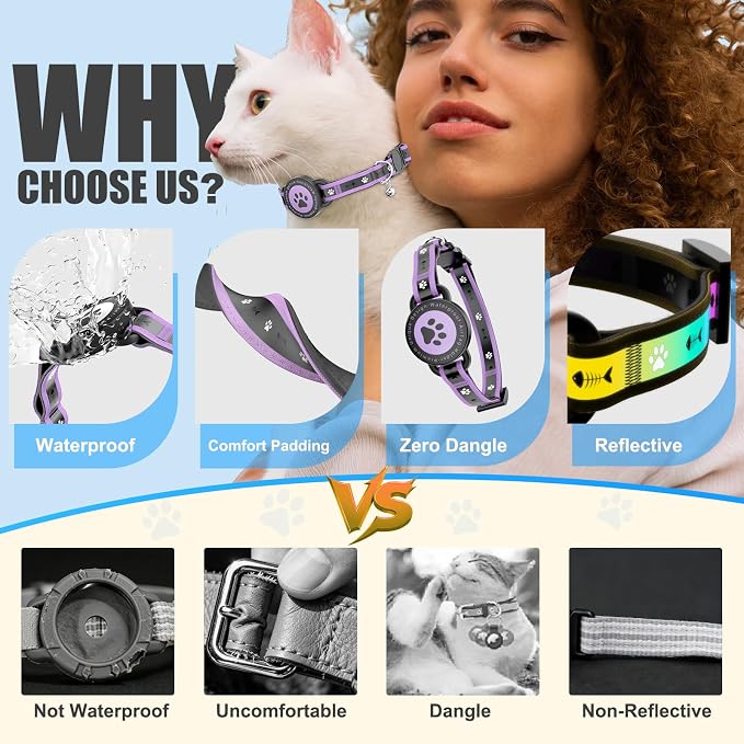 Airtag Cat Collar Breakaway, Reflective Cat Collar - Image 3