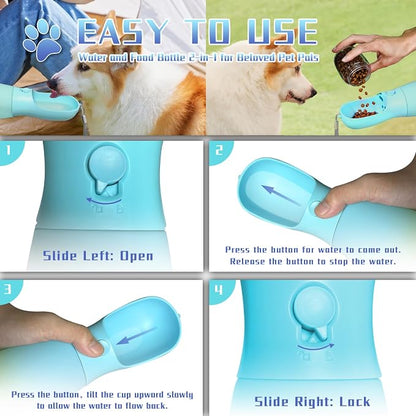 2-in-1 Dog Water Bottle Portable, Food Grade Travel Dog Bowls - Image 6