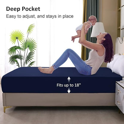 Waterproof Mattress Protector Full, Fitted Sheet Style Breathable Mattress Cover - Image 4