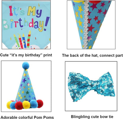 ADOGGYGO Dog Birthday Bandana Scarf and Blue Boy Pet Birthday Party Hat - Image 6