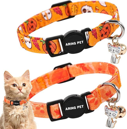 ARING PET 2 Pack Fall Cat Collars-Cute Cat Collar Breakaway by ARINGPET