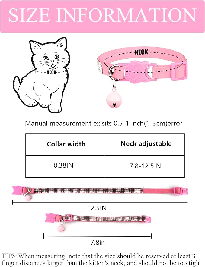 Cat Collars for Girl Cats with Rhinestone Soft Velvet, Breakaway Cat Collars - Image 6